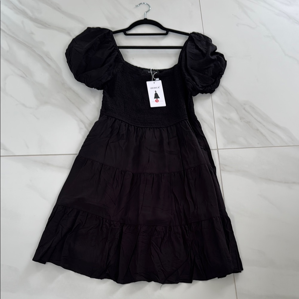 Black Puff Sleeve Dress- Zesica NWT medium